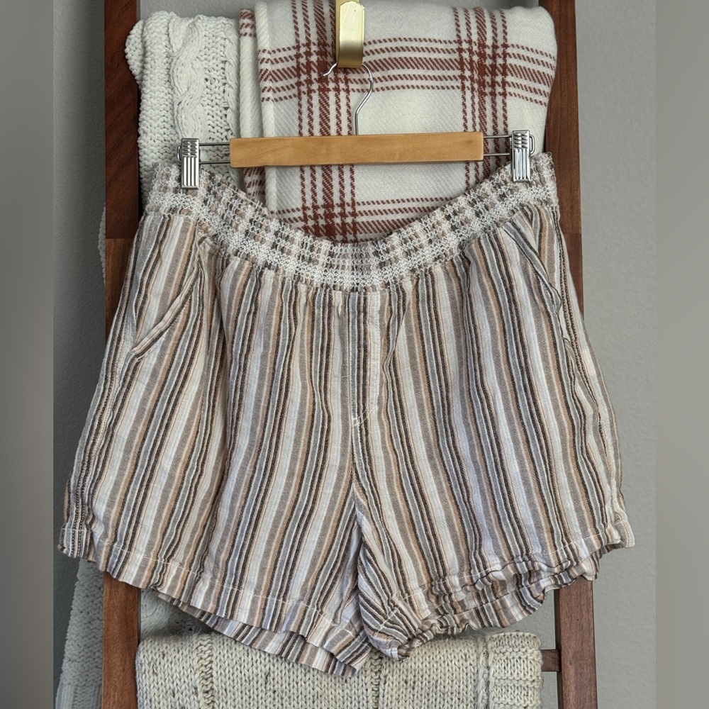 Striped Linen Blend Shorts